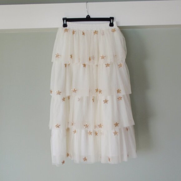 NWT Altar’d State Stars Tulle Tiered Ruffle Midi Fellyn Ballerina Skirt Sz M - Picture 4 of 15
